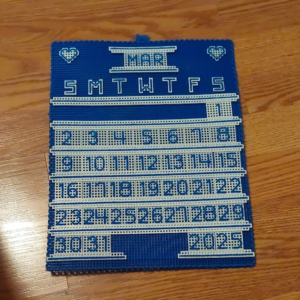 Blue and White Perpetual Calendar